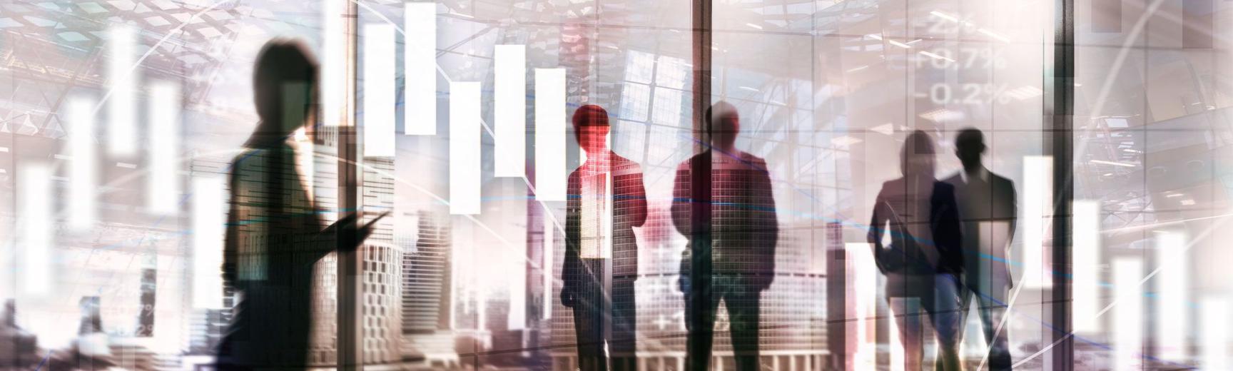 Privacy banner image with abstract corporate figures