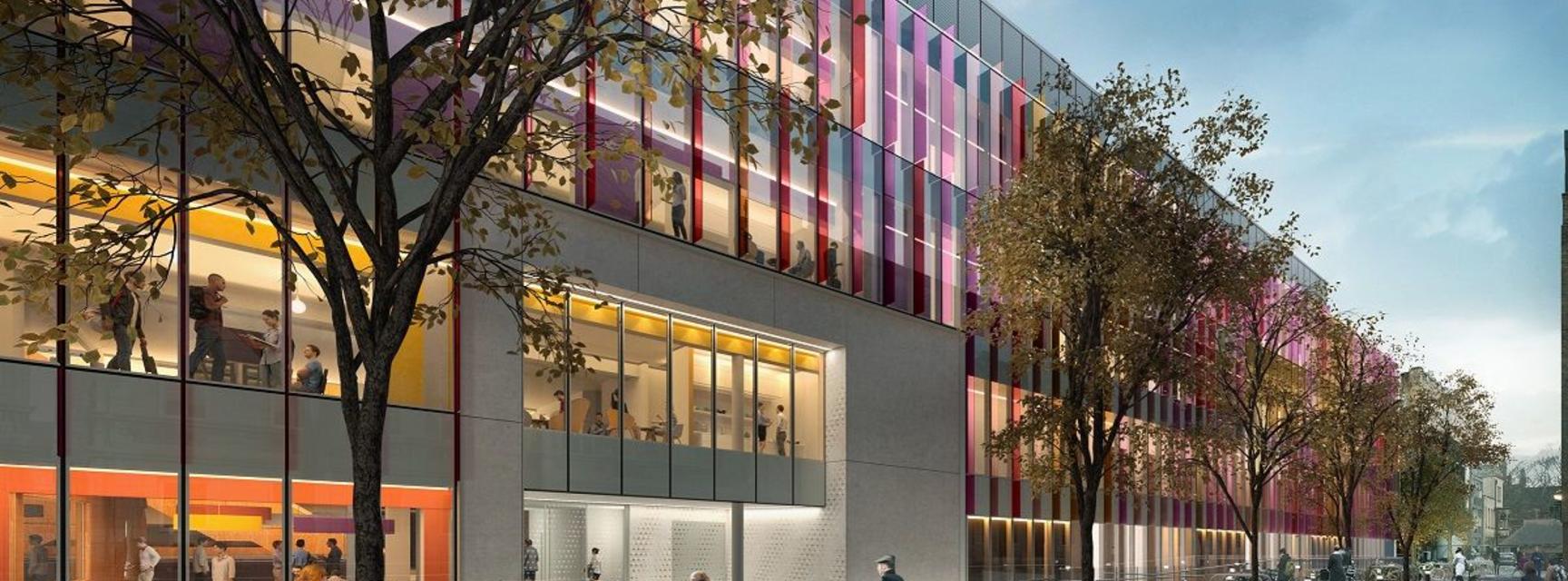 A Photograph of the New Biochemistry Building where Kavli Institute is located.