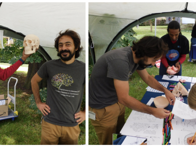 Kavli Researchers Hugo and Ajantha at the event.
